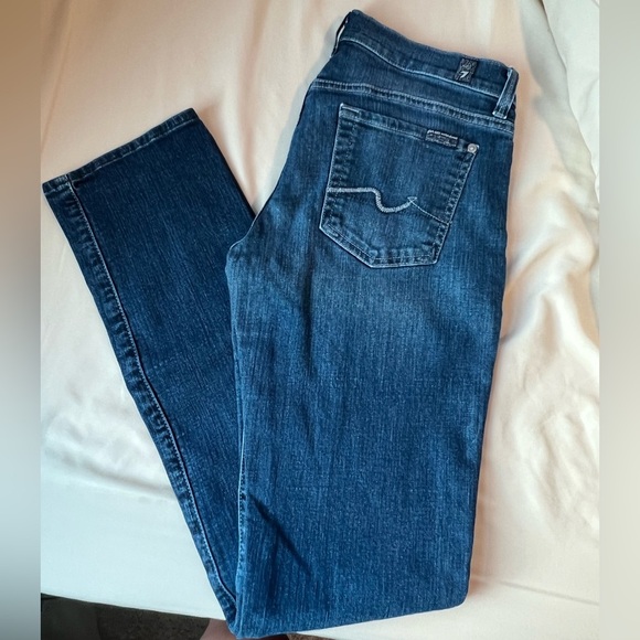 7 For All Mankind Womens Stretch Straight Leg Pockets Denim Jeans Blue Size 28 - Picture 4 of 4